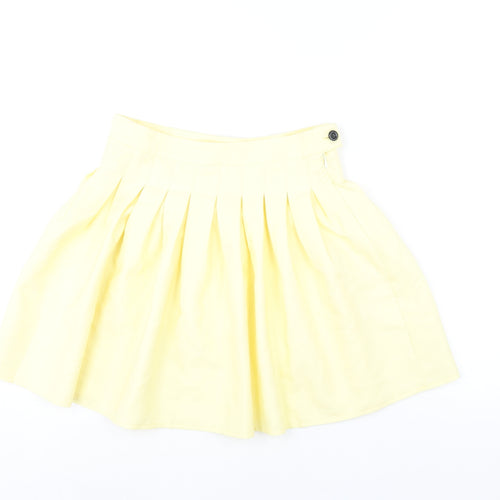 Missguided Womens Yellow Polyester Pleated Skirt Size 8 Zip