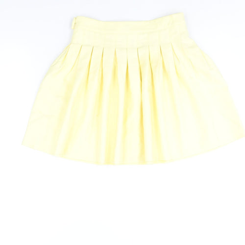 Missguided Womens Yellow Polyester Pleated Skirt Size 8 Zip