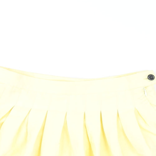 Missguided Womens Yellow Polyester Pleated Skirt Size 8 Zip