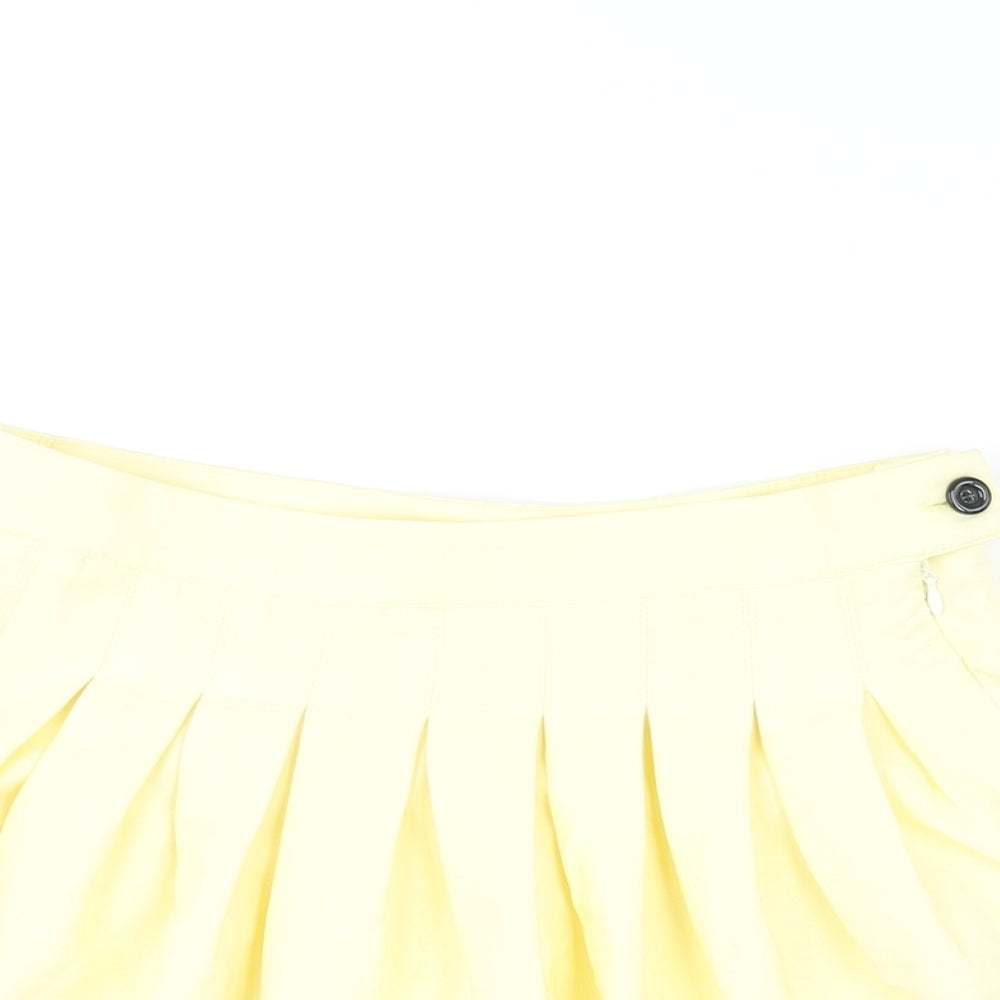 Missguided Womens Yellow Polyester Pleated Skirt Size 8 Zip