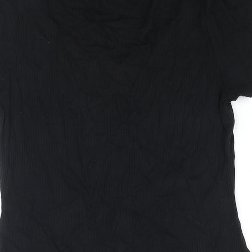 Dorothy Perkins Womens Black Viscose Basic Blouse Size 14 Scoop Neck - Button Detail