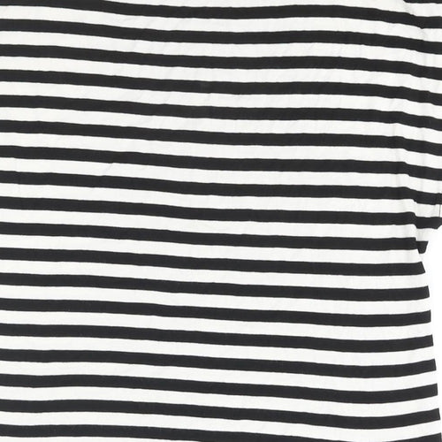 Dorothy Perkins Womens Black Striped Viscose Basic Blouse Size M Round Neck - Button Detail
