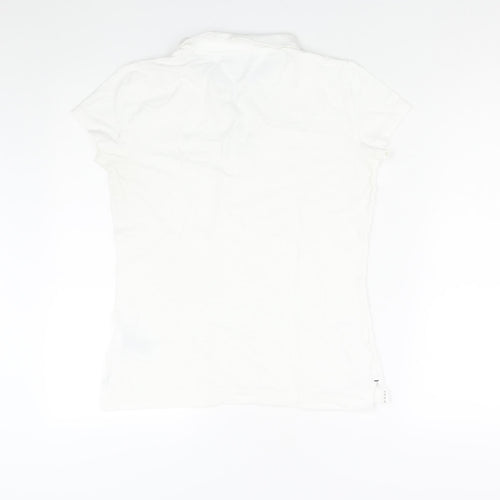Tommy Hilfiger Womens White Cotton Basic Polo Size M Collared - Logo