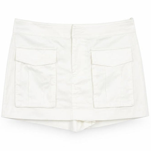 Zara Womens White Cotton Skort Skirt Size M Zip - Pocket