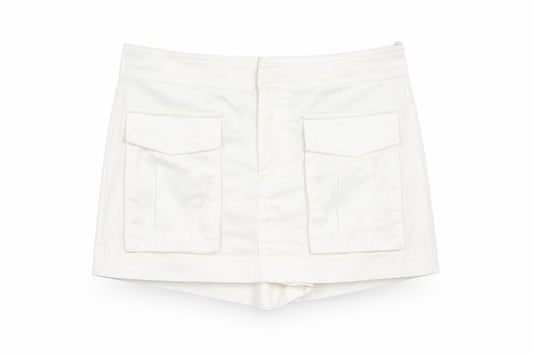 Front view of Zara women’s white cotton skort skirt, size M, zip - pocket