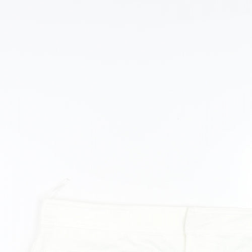 Zara Womens White Cotton Skort Skirt Size M Zip - Pocket