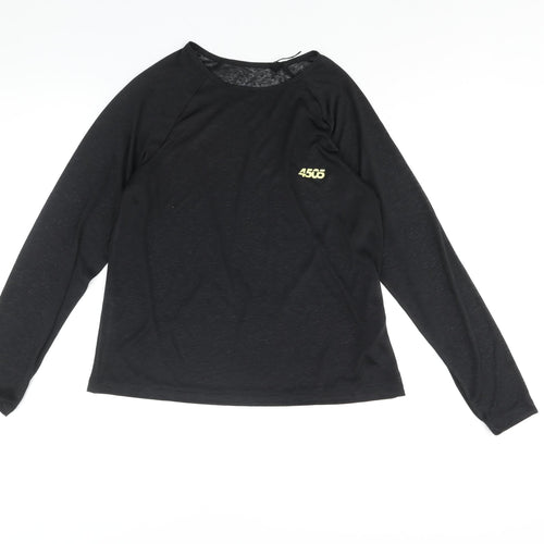 ASOS Womens Black Polyester Basic Casual Size 8 Round Neck Pullover - ASOS 4505 Logo Semi Sheer
