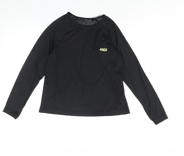 ASOS Womens Black Polyester Basic Casual Size 8 Round Neck Pullover - ASOS 4505 Logo Semi Sheer
