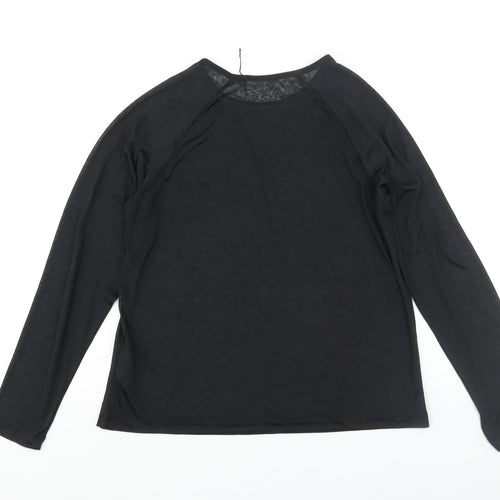 ASOS Womens Black Polyester Basic Casual Size 8 Round Neck Pullover - ASOS 4505 Logo Semi Sheer