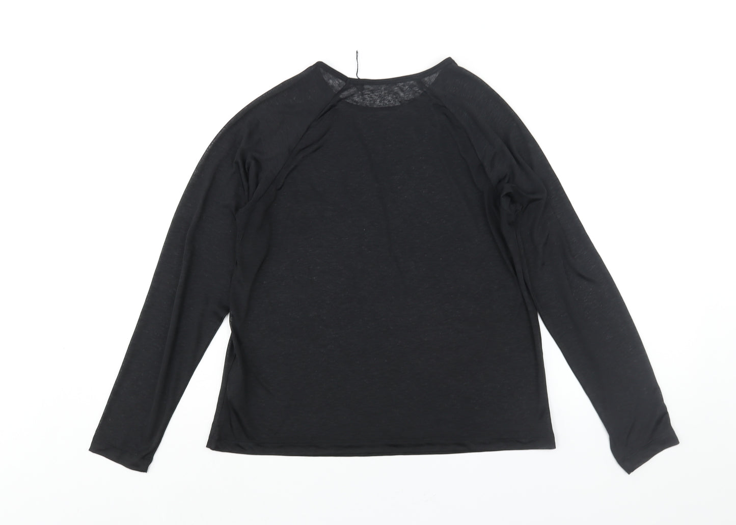 ASOS Womens Black Polyester Basic Casual Size 8 Round Neck Pullover - ASOS 4505 Logo Semi Sheer