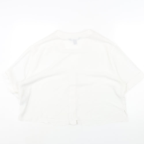 New Look Womens White Polyester Basic Button-Up Size 18 V-Neck