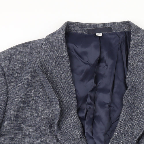 Marks and Spencer Mens Blue Linen Jacket Suit Jacket Size 48 Regular