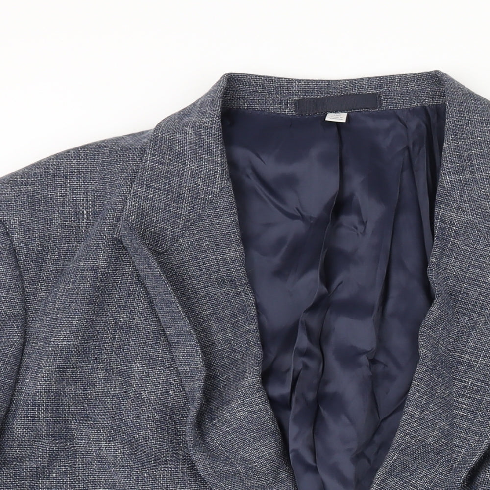 Marks and Spencer Mens Blue Linen Jacket Suit Jacket Size 48 Regular