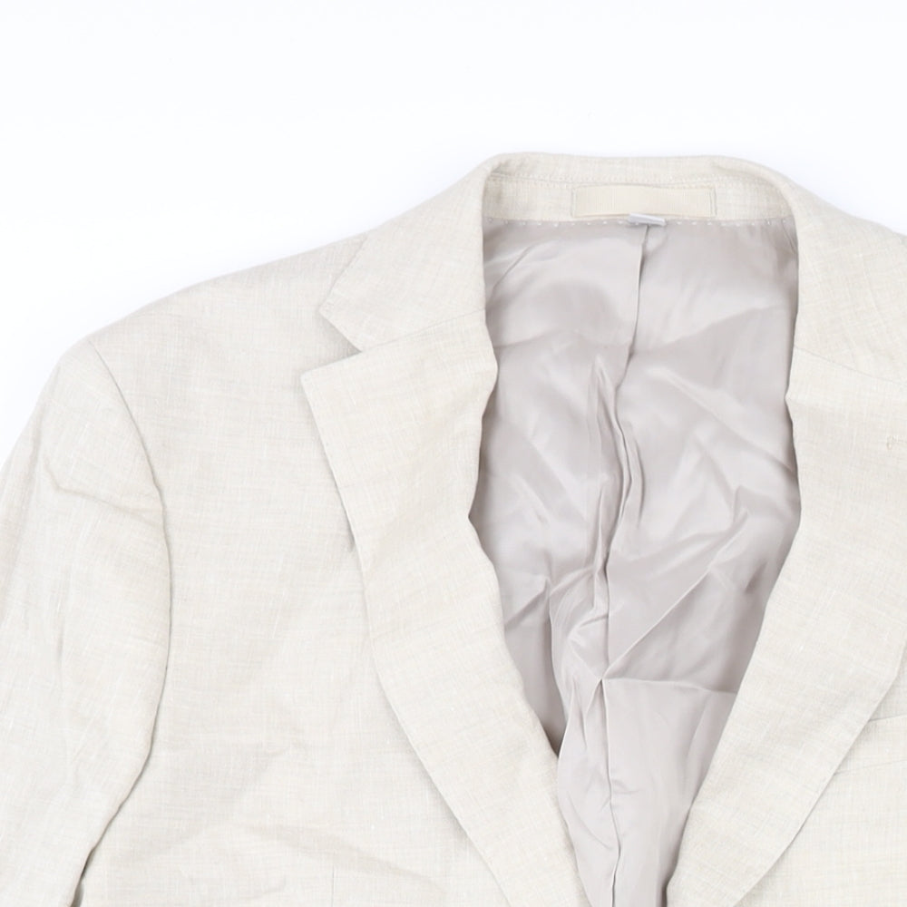 Marks and Spencer Mens Beige Linen Jacket Suit Jacket Size 40 Regular