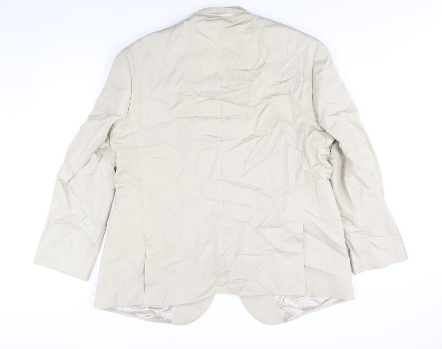 Jaeger Mens Beige Silk Jacket Suit Jacket Size 48 Regular