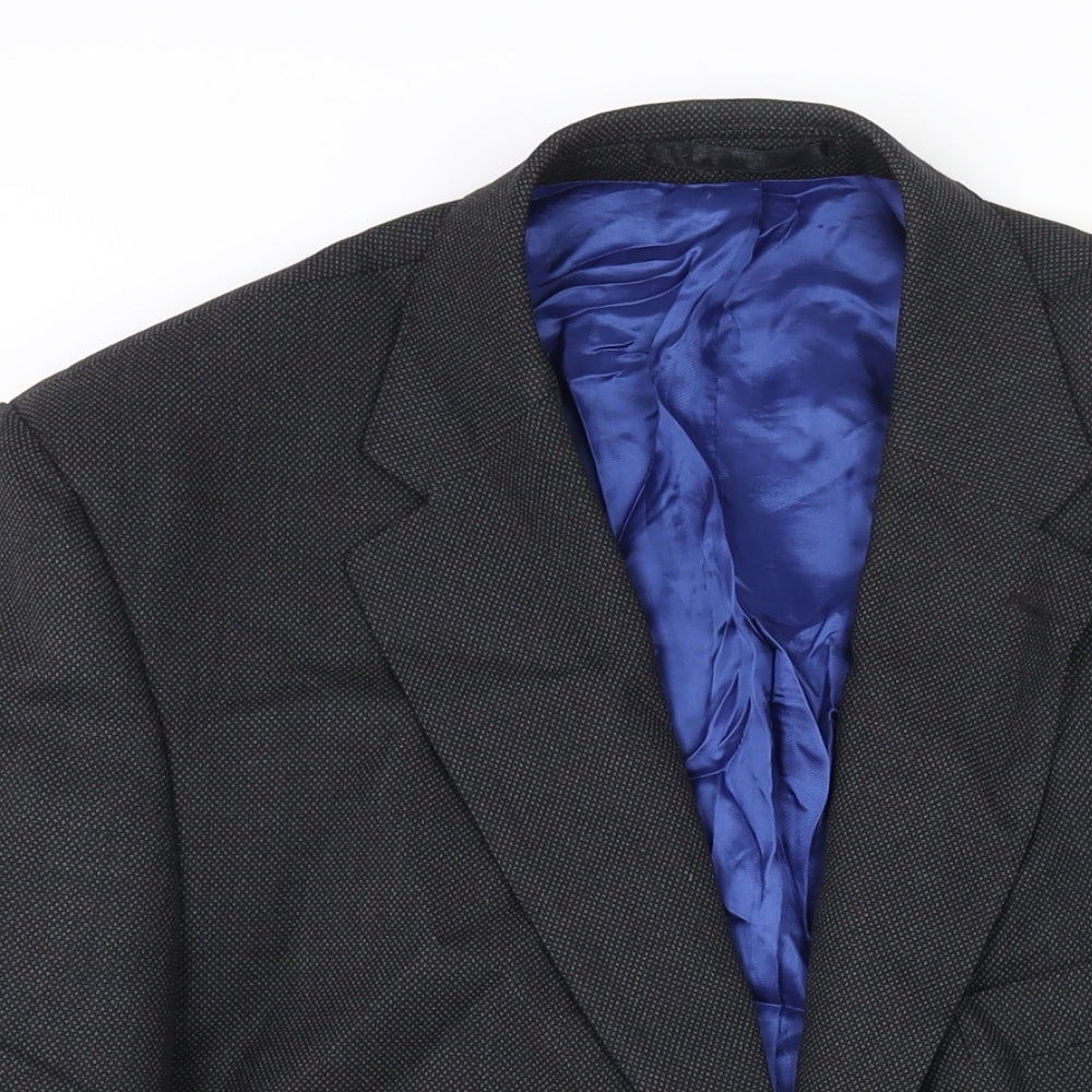 The Label Mens Black Wool Jacket Suit Jacket Size 46 Regular