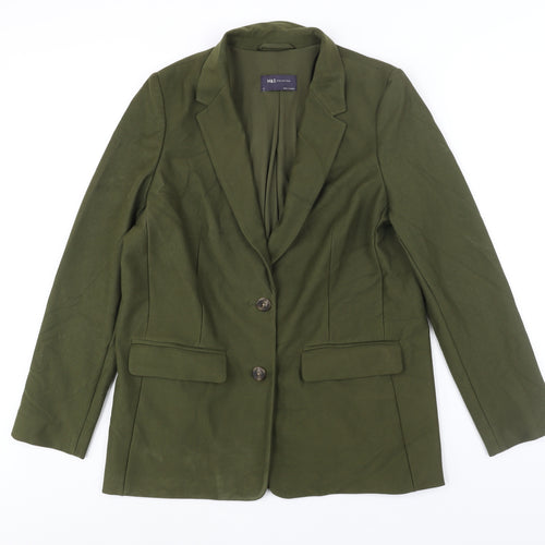Marks and Womens Green Jacket Blazer Size 12 Button