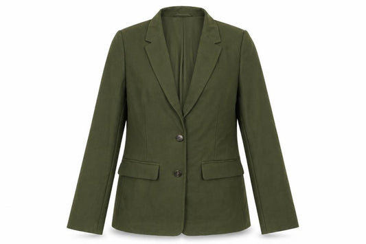 Front view of Marks & Spencer women’s green jacket blazer, size UK 12, button