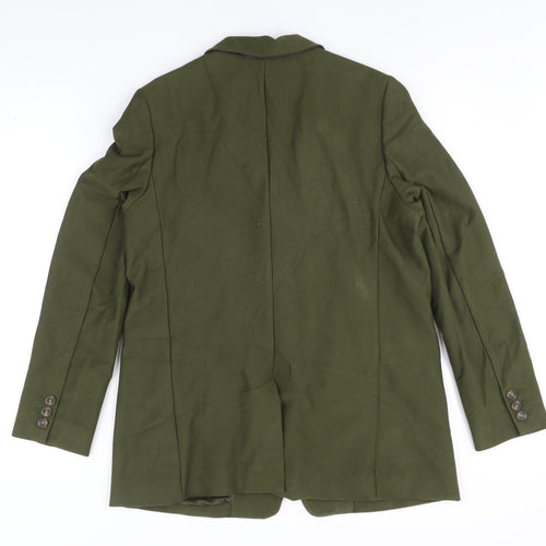 Marks and Womens Green Jacket Blazer Size 12 Button