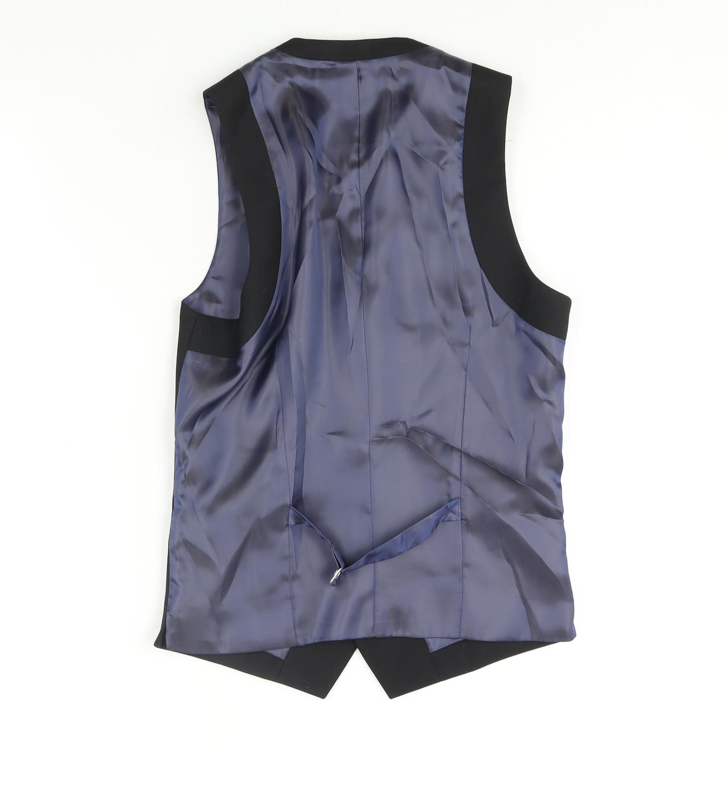 Topman Mens Black Polyester Jacket Suit Waistcoat Size 34 Regular