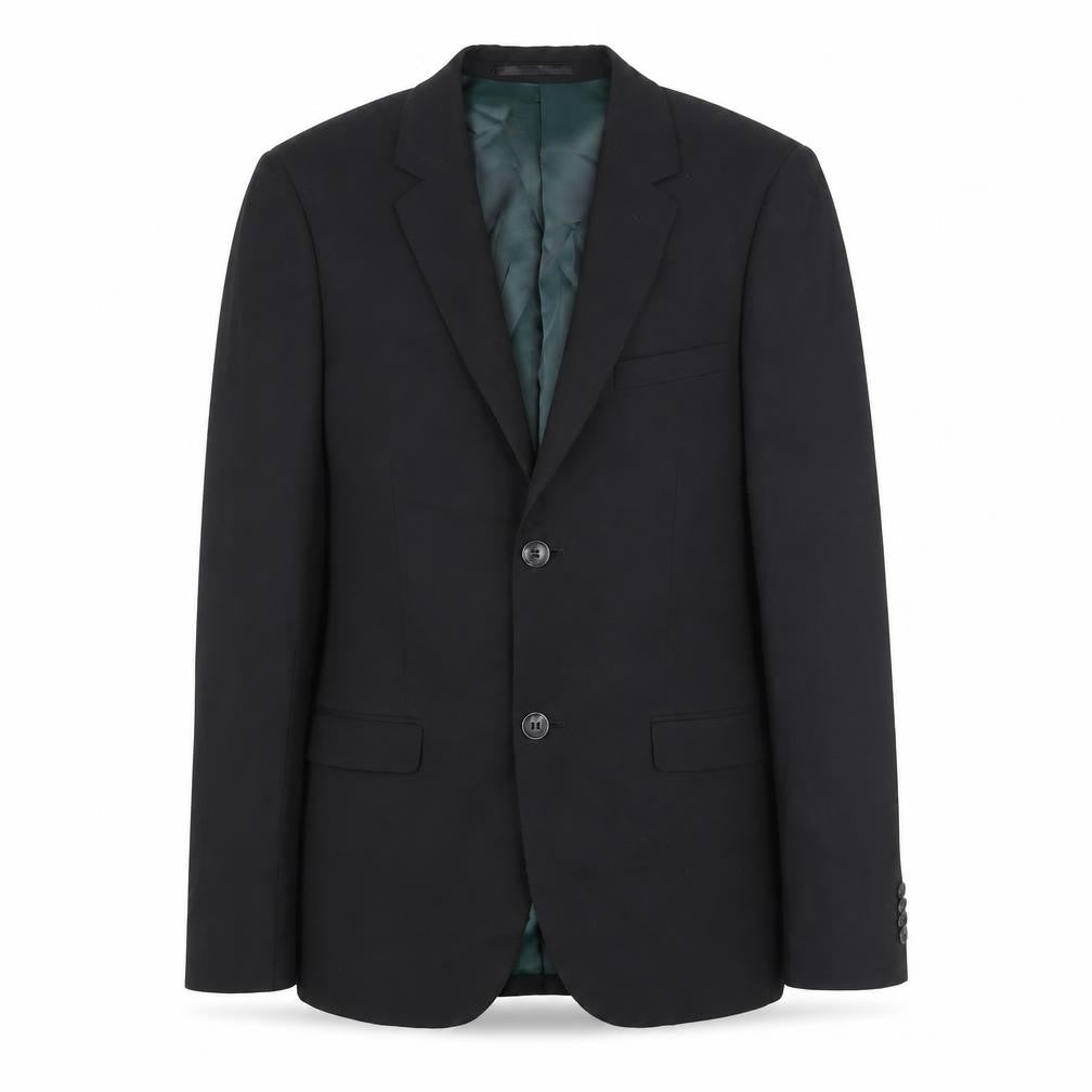 Front view of Topman men’s black polyester jacket suit jacket, size 34, regular