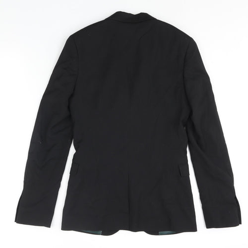Topman Mens Black Polyester Jacket Suit Jacket Size 34 Regular