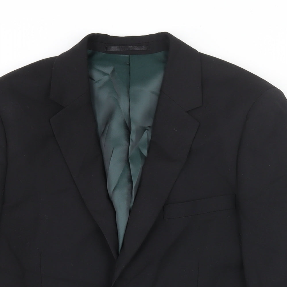 Topman Mens Black Polyester Jacket Suit Jacket Size 34 Regular