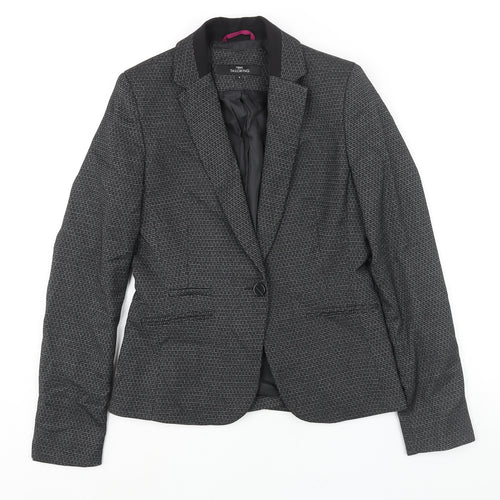 NEXT Womens Black Geometric Polyester Jacket Suit Jacket Size 8