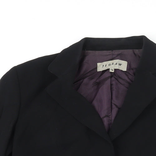 Jigsaw Womens Black Wool Jacket Suit Jacket Size 14