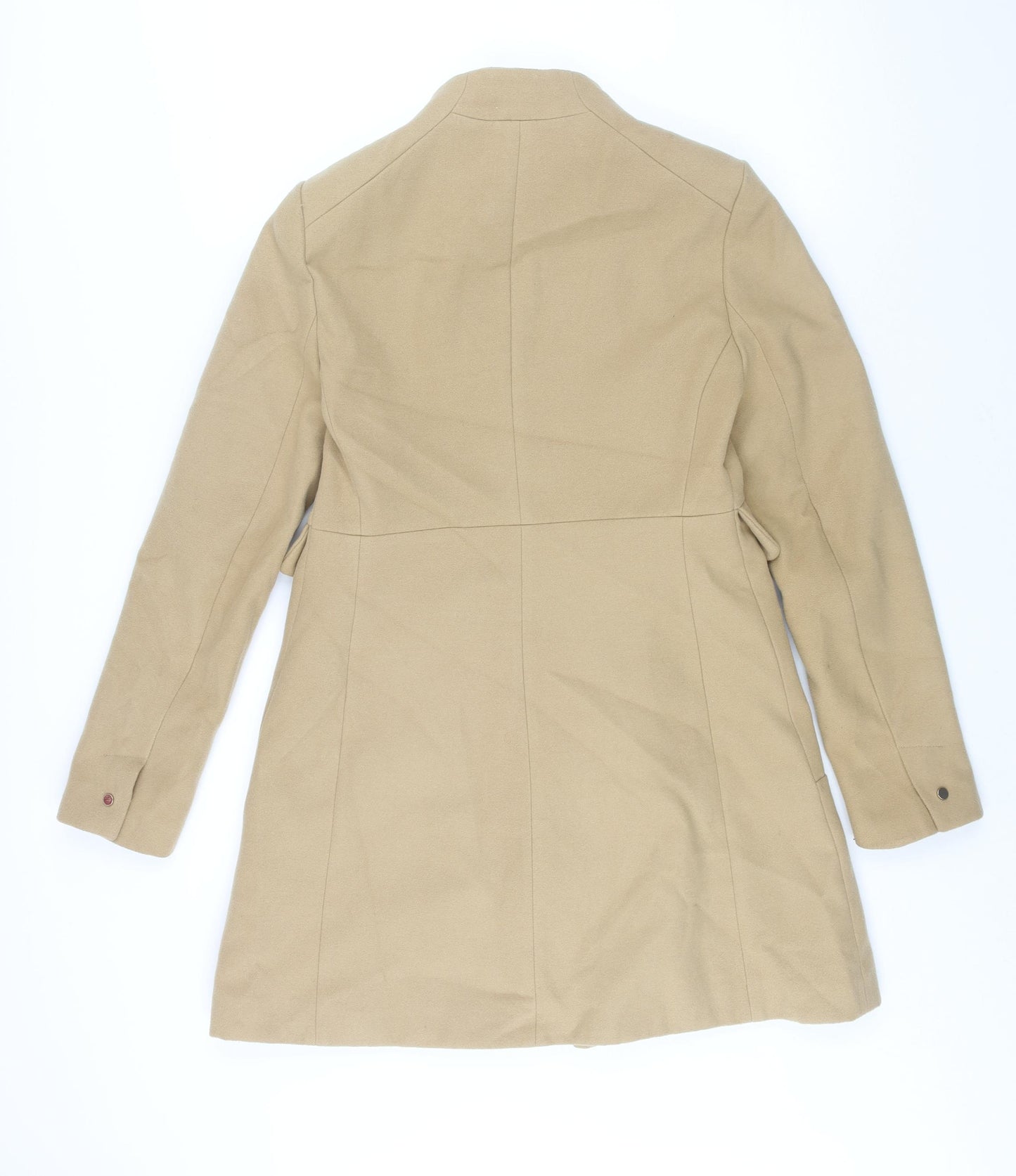 Stradivarius Womens Beige Overcoat Coat Size M Zip