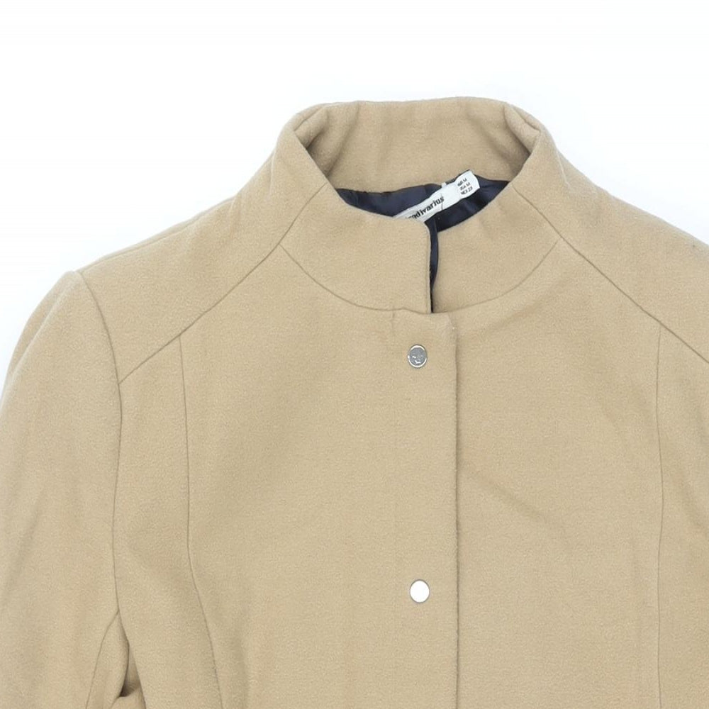 Stradivarius Womens Beige Overcoat Coat Size M Zip