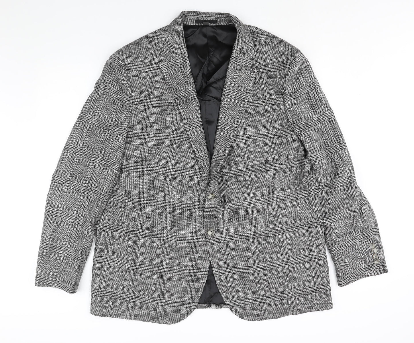 Marks and Spencer Mens Black Check Viscose Jacket Suit Jacket Size 48 Regular