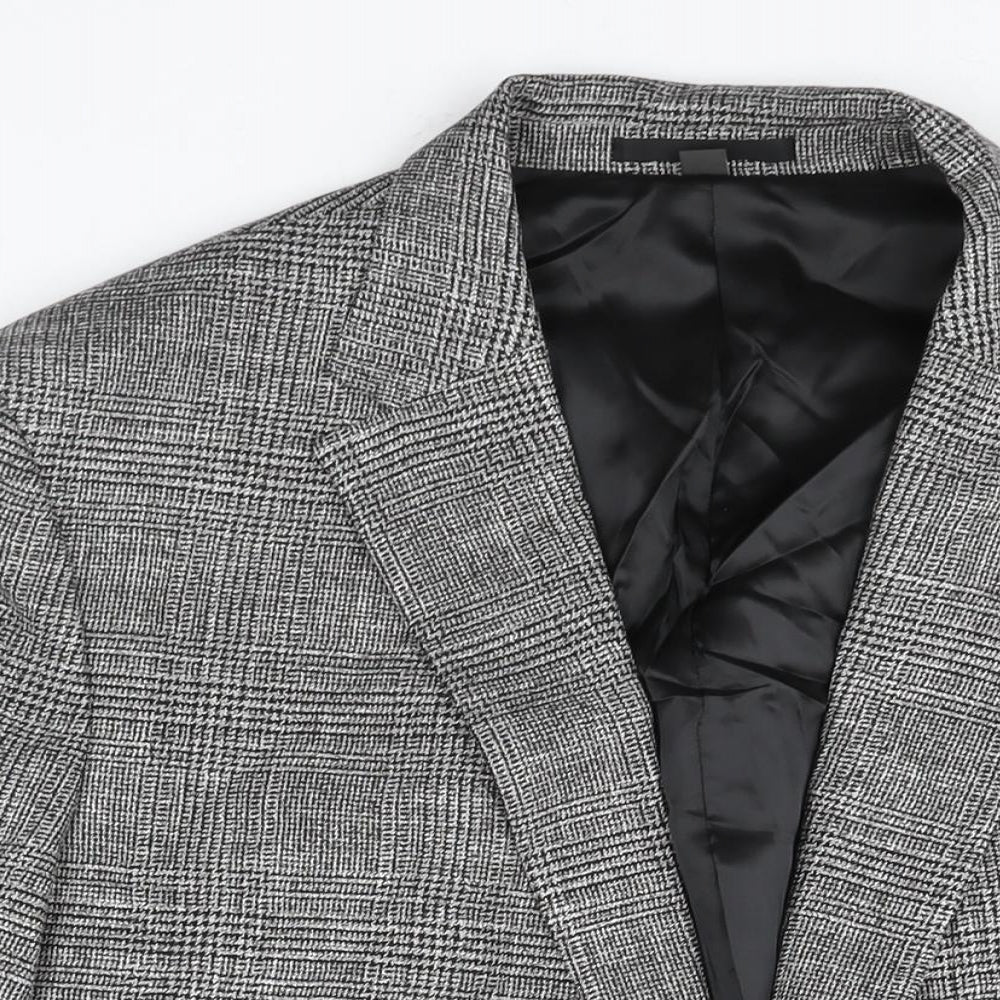 Marks and Spencer Mens Black Check Viscose Jacket Suit Jacket Size 48 Regular
