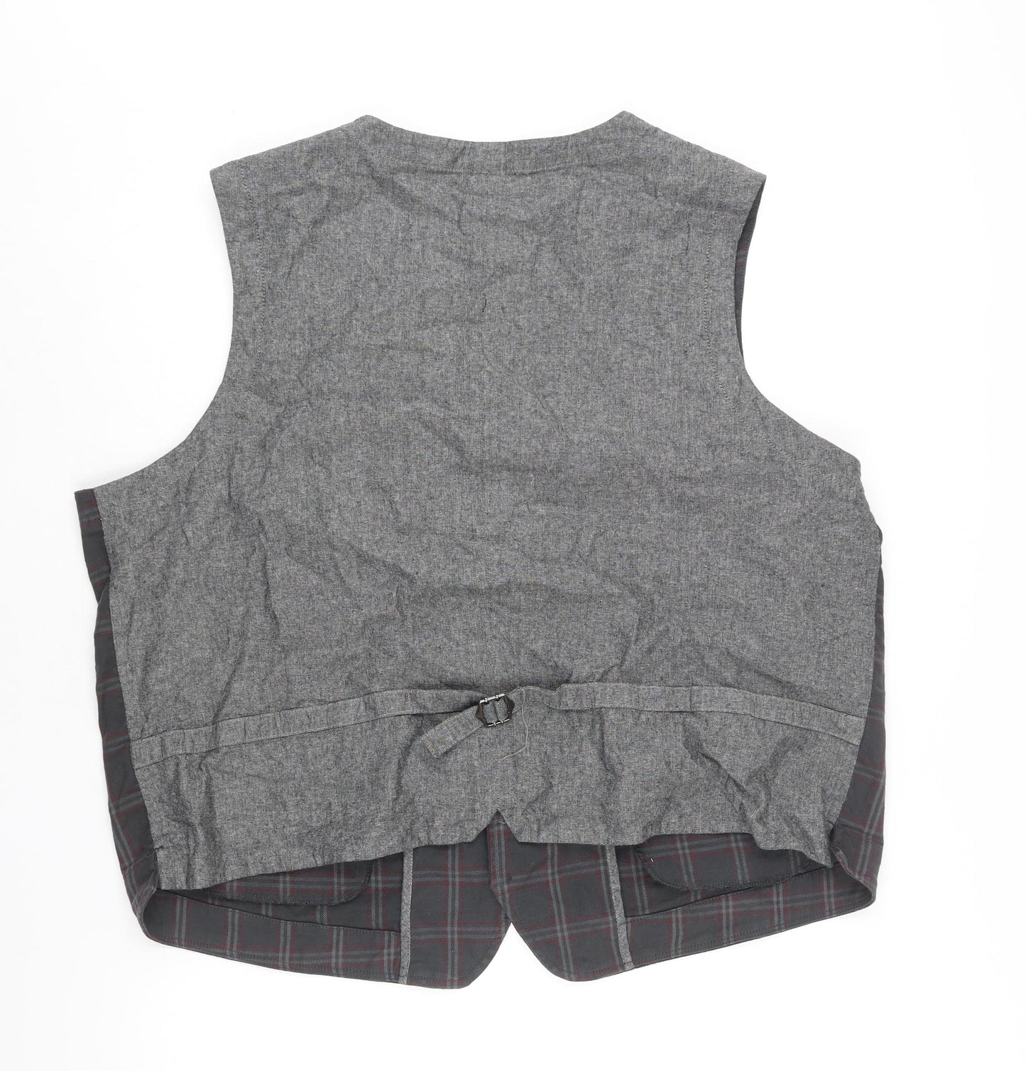Cotton Traders Mens Grey Check Jacket Waistcoat Size 2XL Button