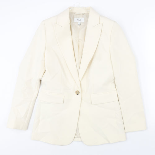 Marks and Spencer Womens Ivory Polyester Jacket Suit Jacket Size 8