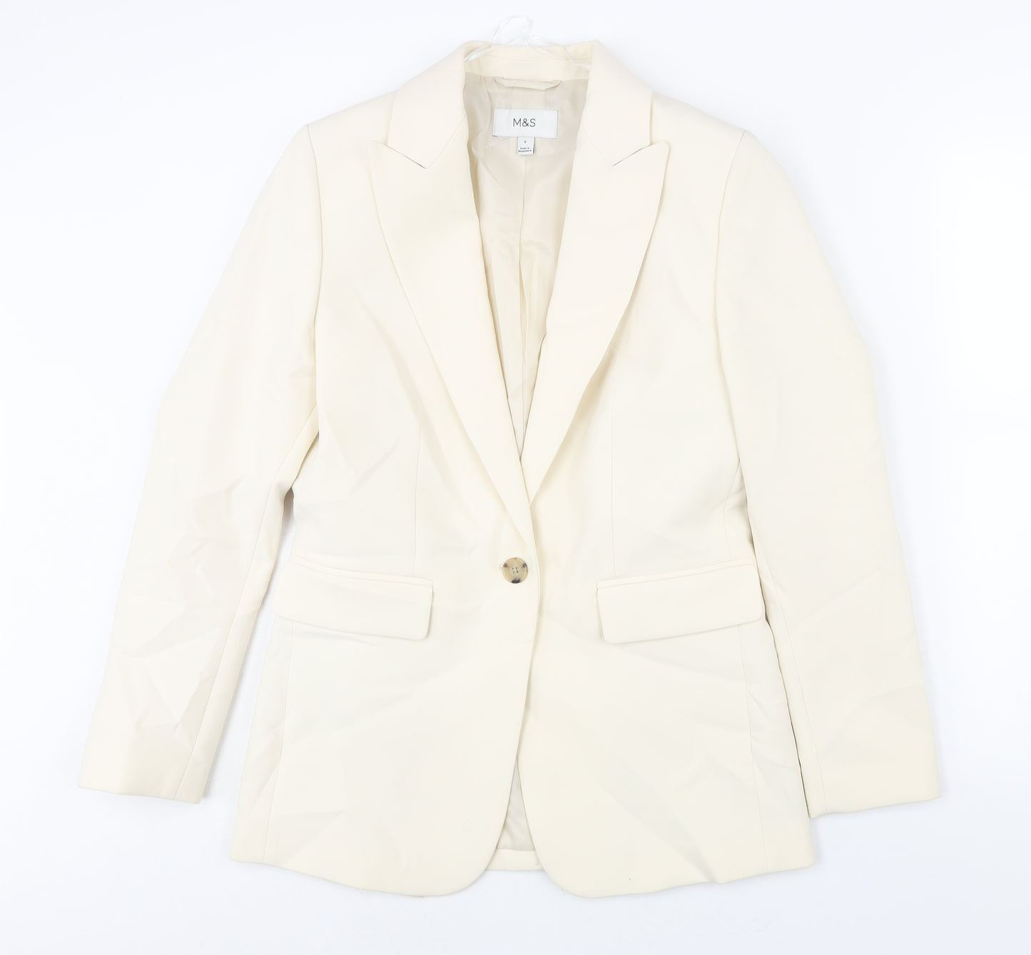 Marks and Spencer Womens Ivory Polyester Jacket Suit Jacket Size 8