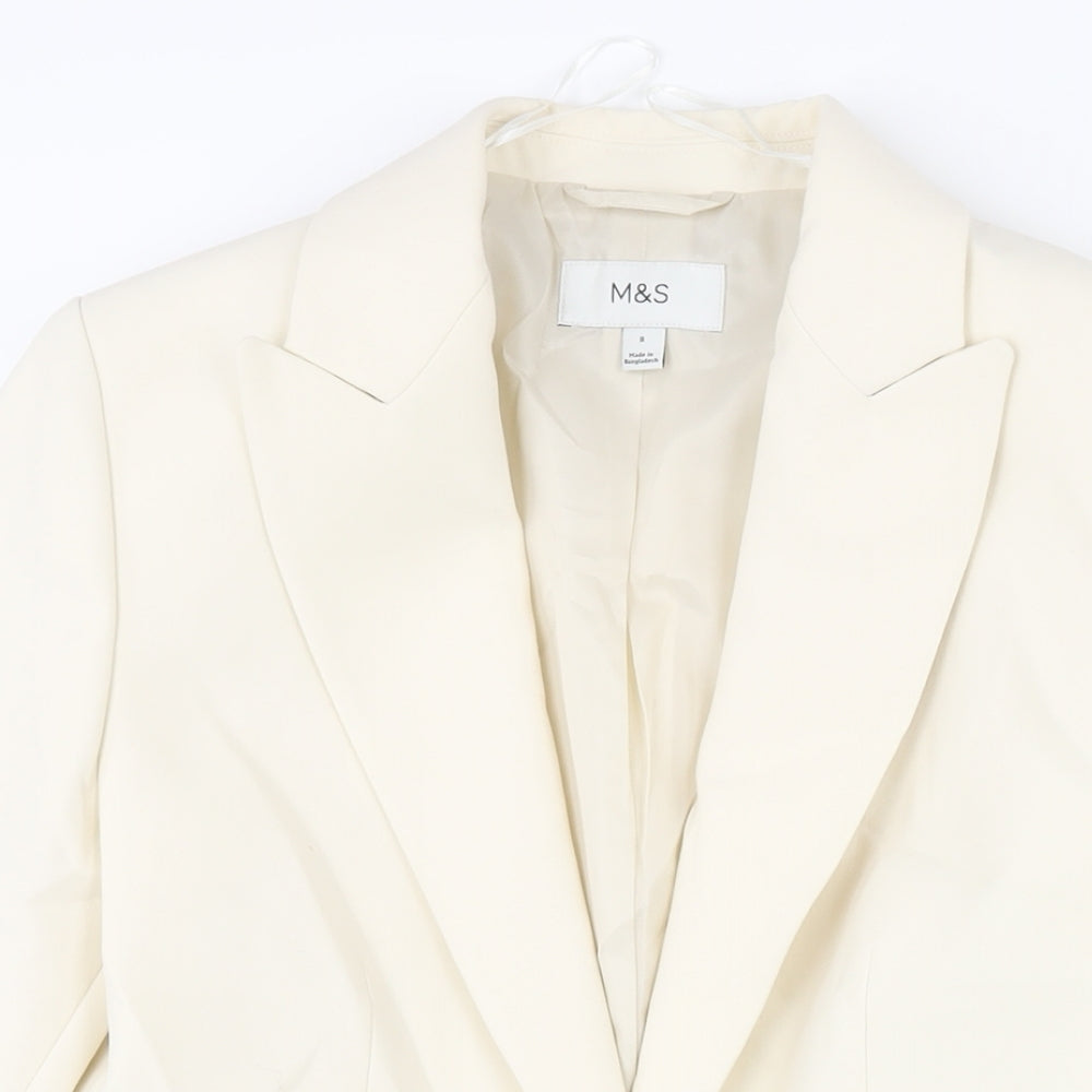 Marks and Spencer Womens Ivory Polyester Jacket Suit Jacket Size 8