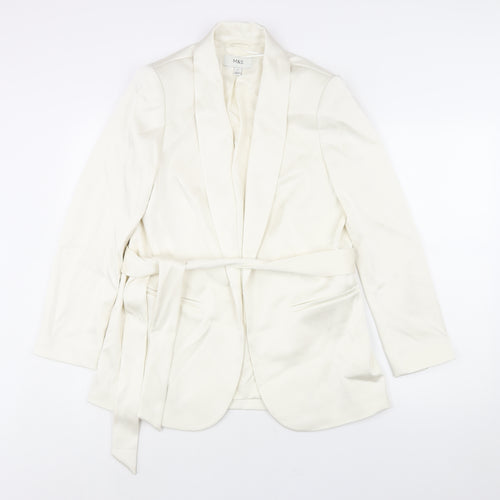 Marks and Spencer Womens Ivory Jacket Blazer Size 12 Tie - Belted