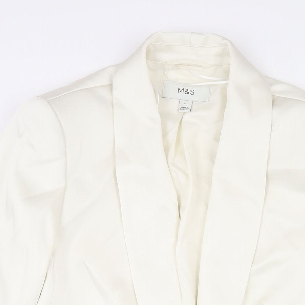 Marks and Spencer Womens Ivory Jacket Blazer Size 12 Tie - Belted