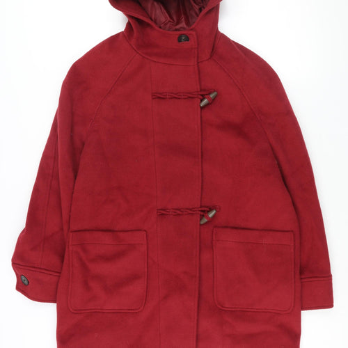 Marks and Spencer Womens Red Parka Coat Size 14 Zip - Hooded