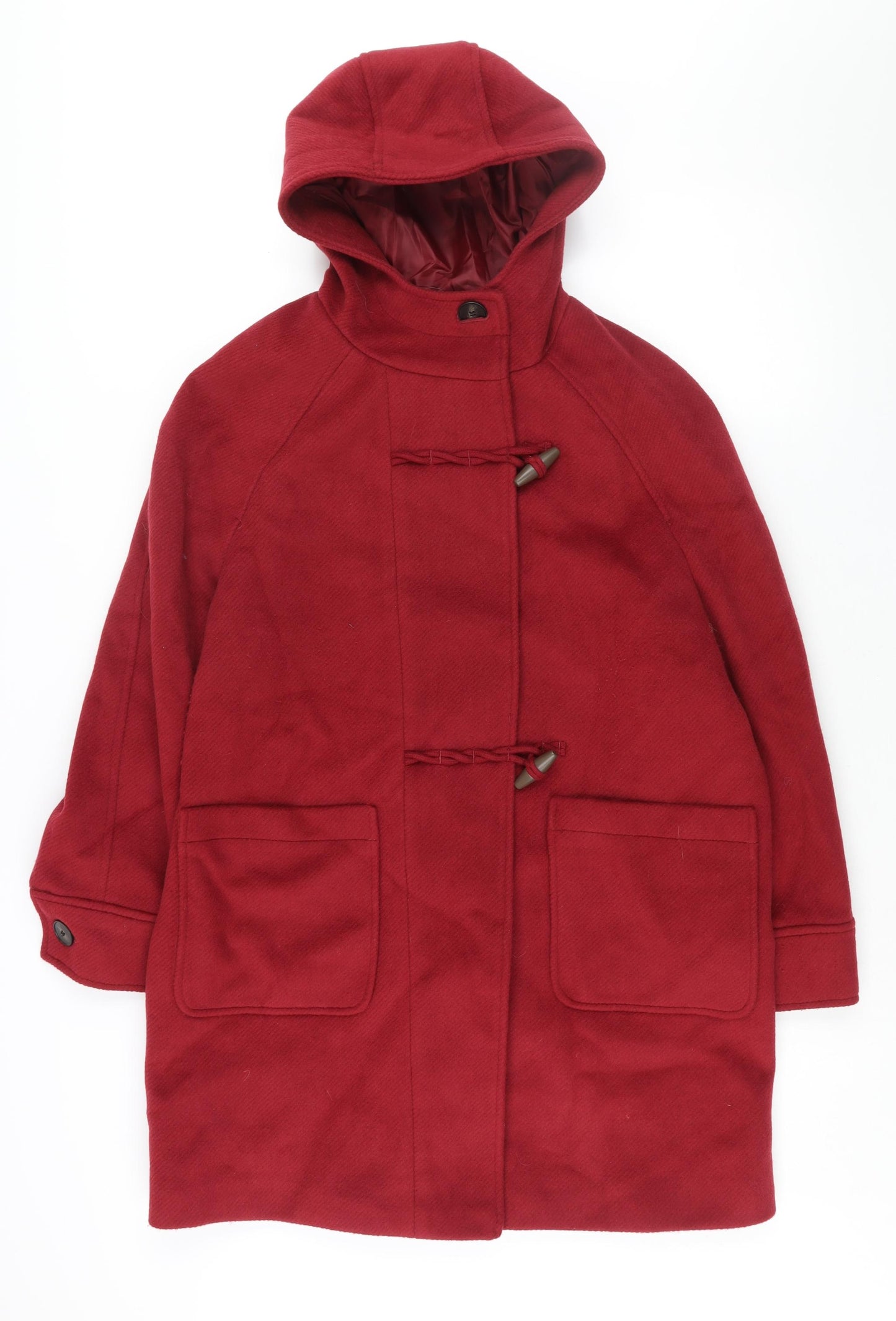 Marks and Spencer Womens Red Parka Coat Size 14 Zip - Hooded