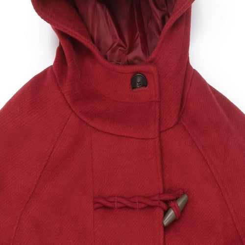 Marks and Spencer Womens Red Parka Coat Size 14 Zip - Hooded
