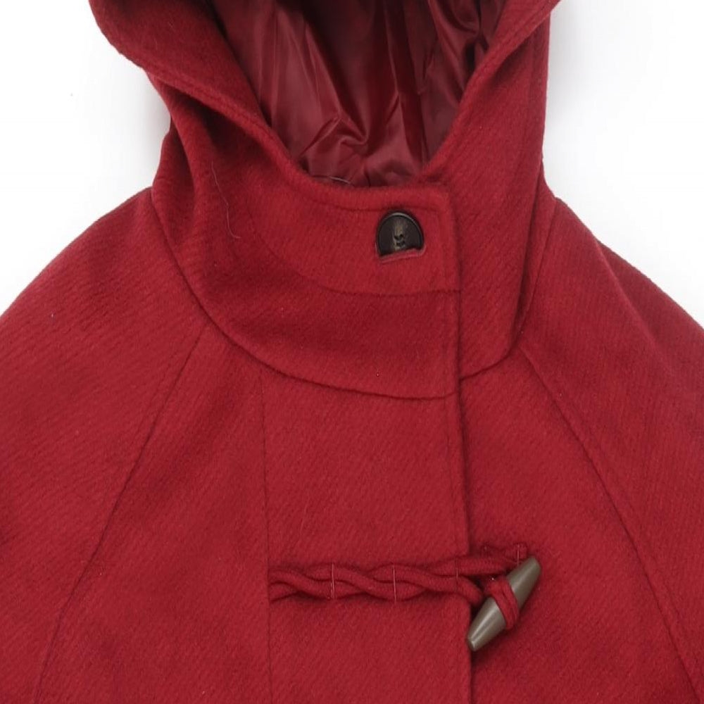 Marks and Spencer Womens Red Parka Coat Size 14 Zip - Hooded