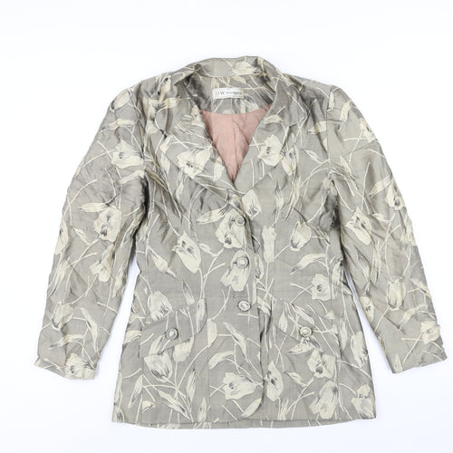 JFW Womens Grey Floral Jacket Blazer Size 10 Button