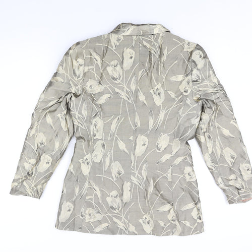 JFW Womens Grey Floral Jacket Blazer Size 10 Button