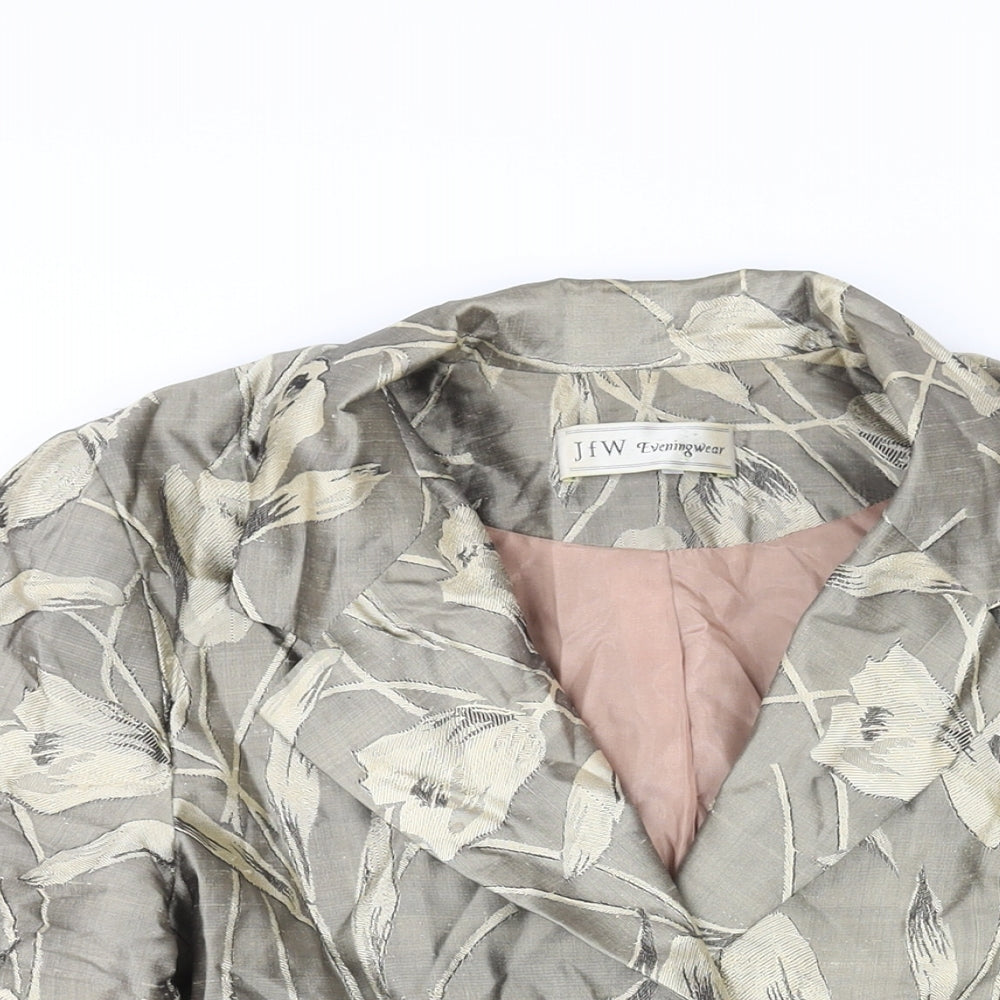 JFW Womens Grey Floral Jacket Blazer Size 10 Button