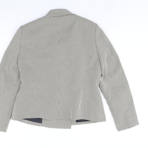 Le Suit Womens Beige Geometric Jacket Size 10 Button - Bow Detail