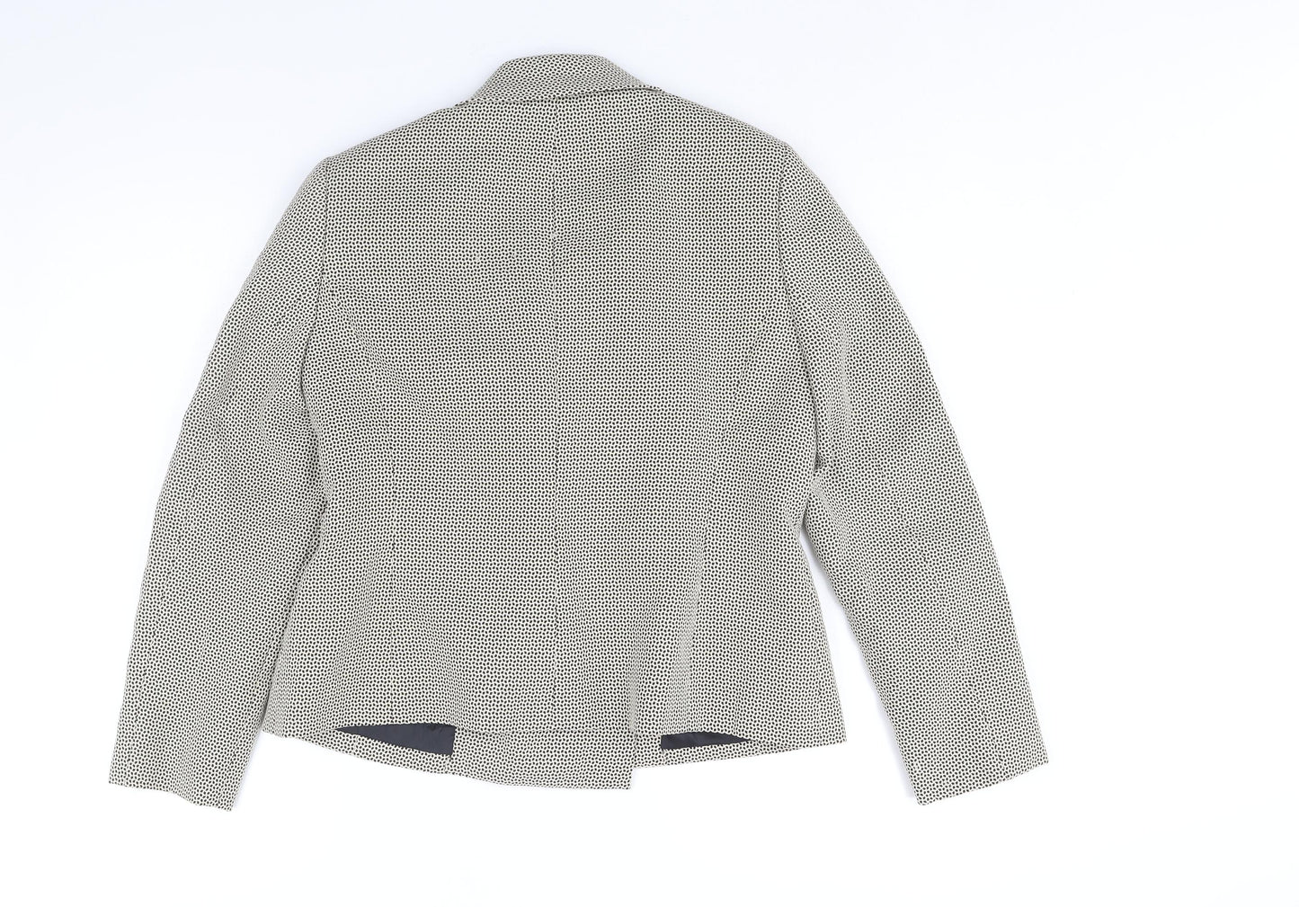 Le Suit Womens Beige Geometric Jacket Size 10 Button - Bow Detail