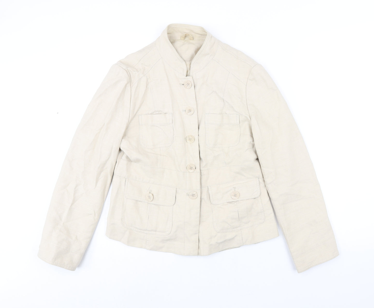 Wallis Womens Beige Jacket Size 14 Button