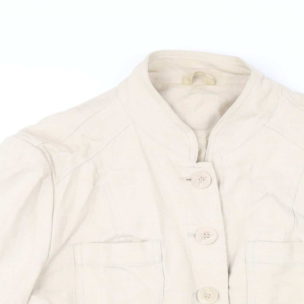 Wallis Womens Beige Jacket Size 14 Button